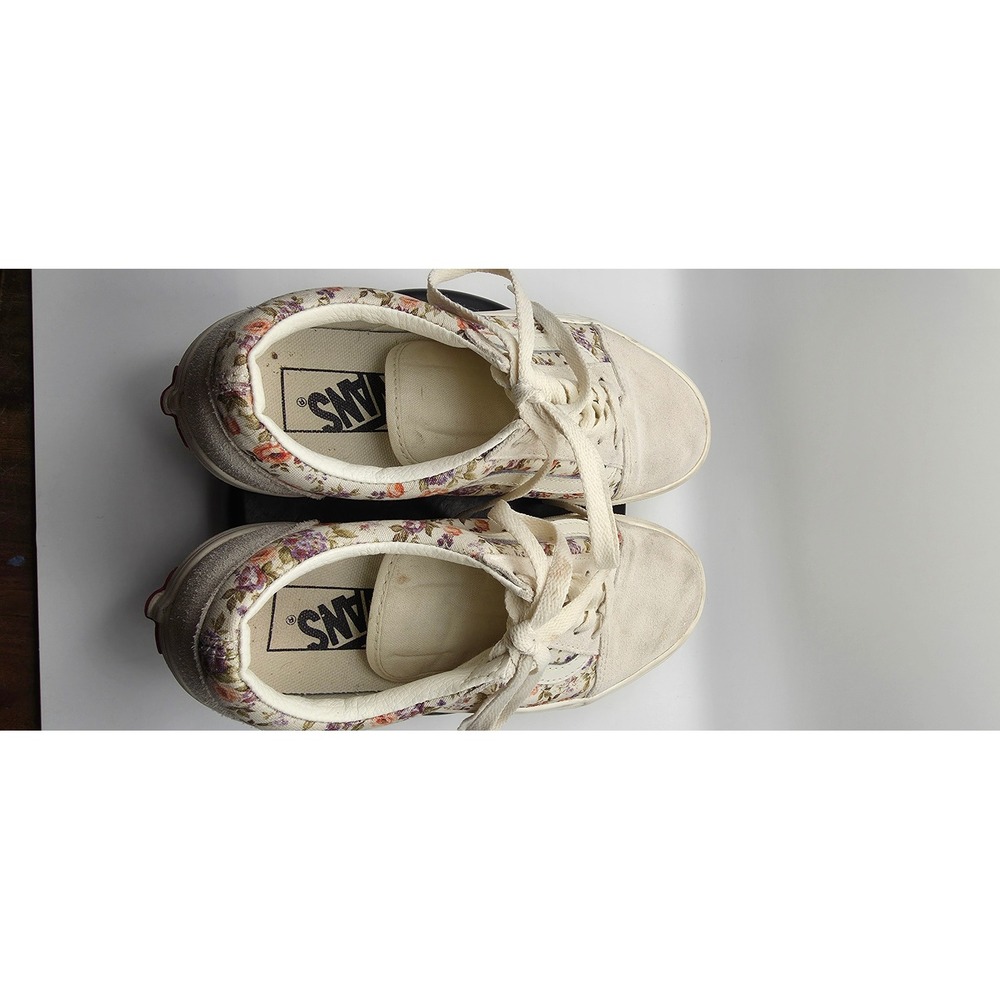 Vans Old Skool Floral Tapestry Cream Suede Low Top Sneakers Womens 6.5